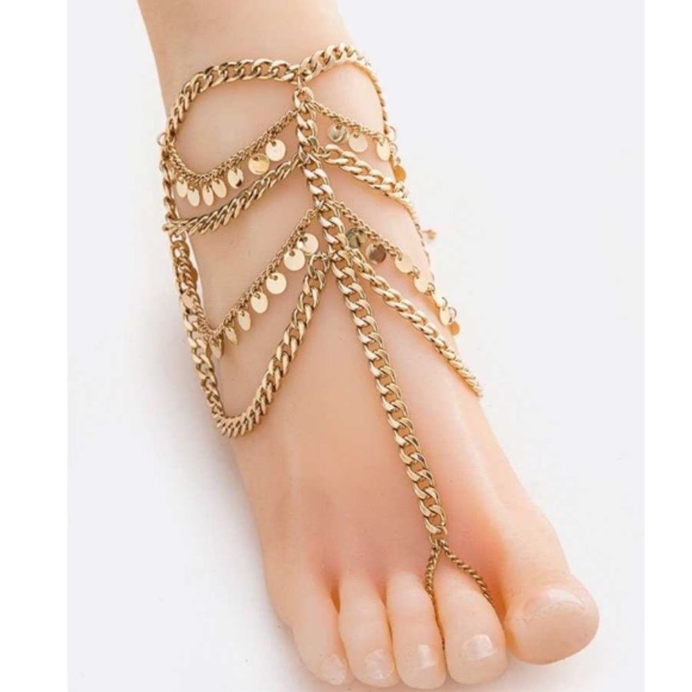 Layered Mix Chain Toe Ring Anklet